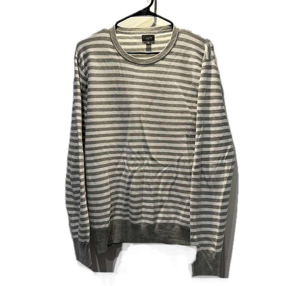 J Crew Grey and White Stripped Sweater
